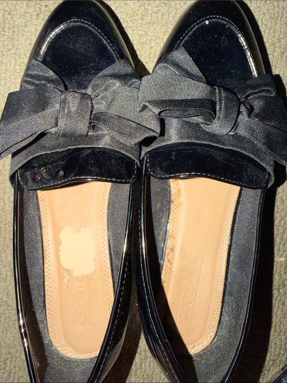 ASOS Black Patent Bow Loafers